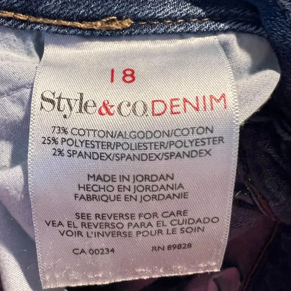 Style & Co Denim ankle jeans with frayed ankles and braced belt loops sz 18.